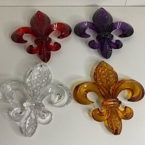 Waterford Crystal ⚜️2014 Fleur De Lys Ornament Retired Clear Gold Red Purple EUC